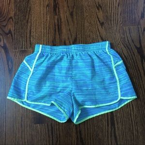 RBX Neon Green and Teal Athletic Workout Shorts